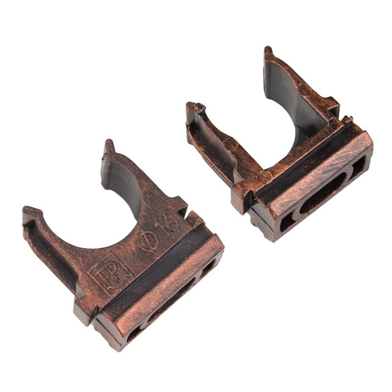 Держатель для труб (клипса) ретро проводка ПВХ медн. век (уп.10шт) Bironi BTK1-16-16-10