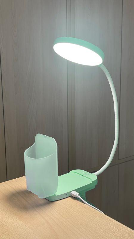 Светильник светодиодный настольный UF-751 C05 7Вт ССТ 3 уровня яркости с прищепкой зел. Ultraflash 14487