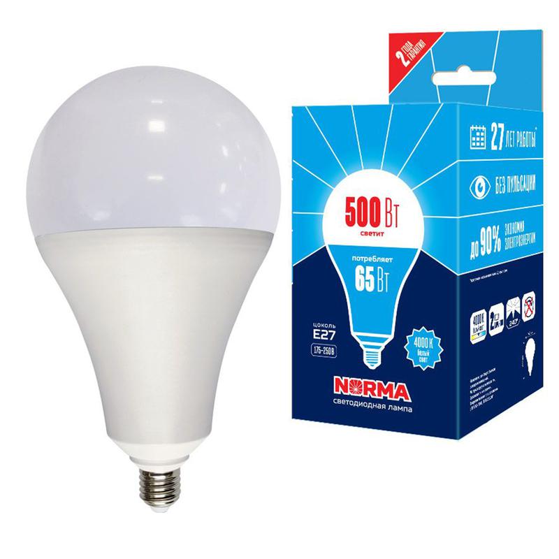 Лампа светодиодная LED-A160-65W/4000K/E27 /FR/NR Norma 65Вт A матовая 4000К нейтр. бел. (упак. картон) Volpe UL-00005617
