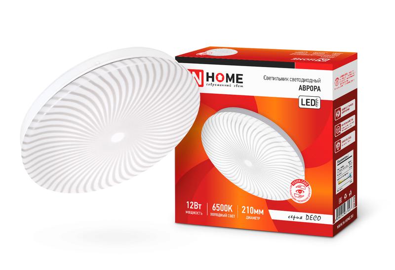 Светильник светодиодный DECO АВРОРА 12Вт 6500К 780лм 230В 210х50мм IN HOME 4690612037356