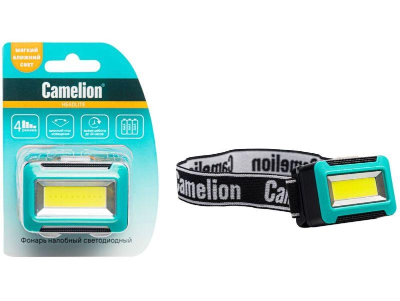 Фонарь налобный LED5386 1Вт COB LED 3 реж. 3XAAA пласт блист черн. Camelion 15691