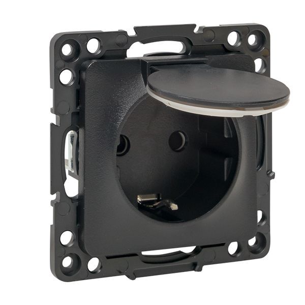 Розетка 1-м СП Стокгольм 16А IP44 с заземл. защ. шторки с крышкой механизм черн. PROxima EKF EZR16-028-10-44