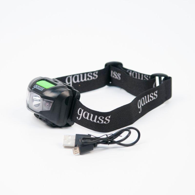 Фонарь налобный аккумуляторный GFL 3Вт 130лм IP44 аккум. Li-ion 600мА.ч GAUSS GF405