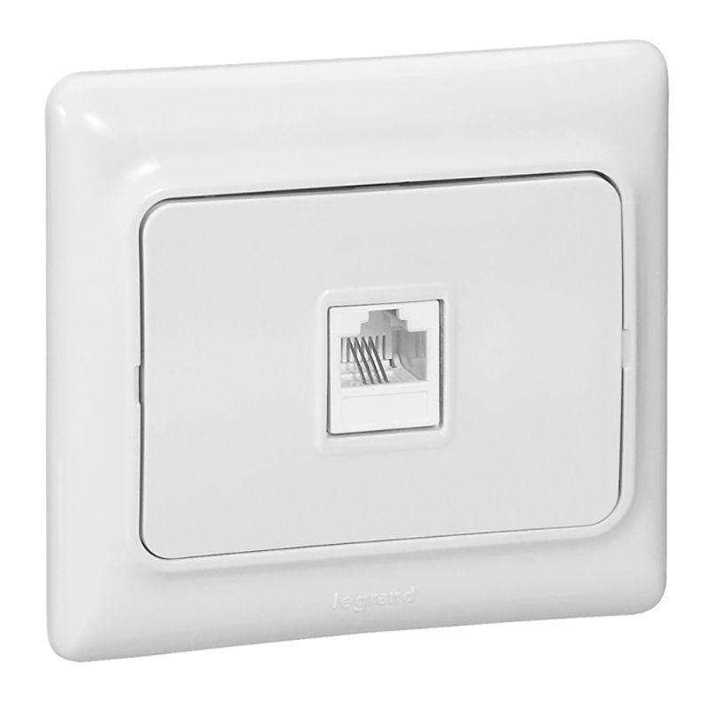 Розетка телефонная 1-м СП Kaptika RJ11 бел. Leg 782114