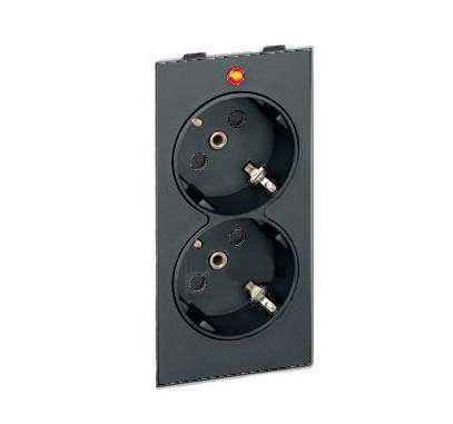 Розетка 2-м СП Simon Connect 16А IP20 250В 2х2P+E с заземл. с индикацией S-модуль механизм графит Simon S1-14