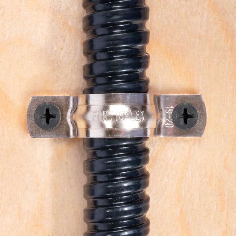 Скоба крепежная двухлапковая СМД(INOX) d8-9мм метал. (уп.20шт) Fortisflex 80980