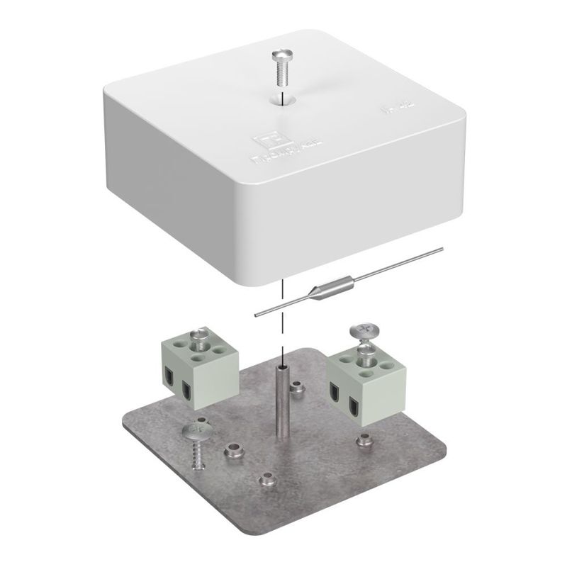 Коробка огнестойкая для кабель-канала 40-0450-FR1.5-4-П Е15-Е120 с термопредохранителем 75х75х30 Промрукав 40-0450-FR1.5-4-П