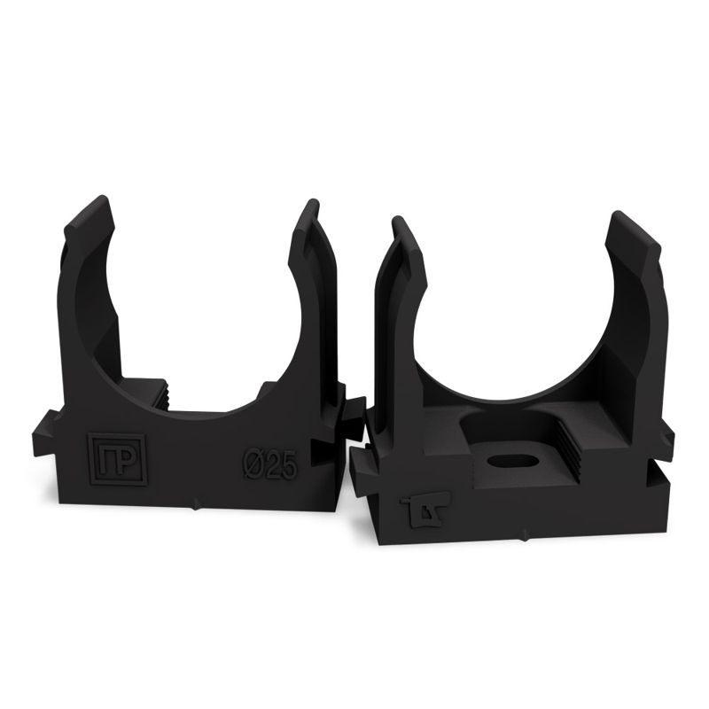 Держатель для труб (клипса) d25мм для монтажн. пистолета черн. в п/э Промрукав PR13.0133