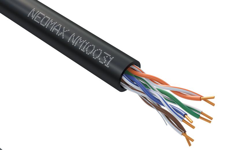 Кабель витая пара U/UTP кат.5E 4х2х24AWG (0.51мм) solid CU PE OUTDOOR черн. (NM10031) (уп.305м) NEOMAX 148331