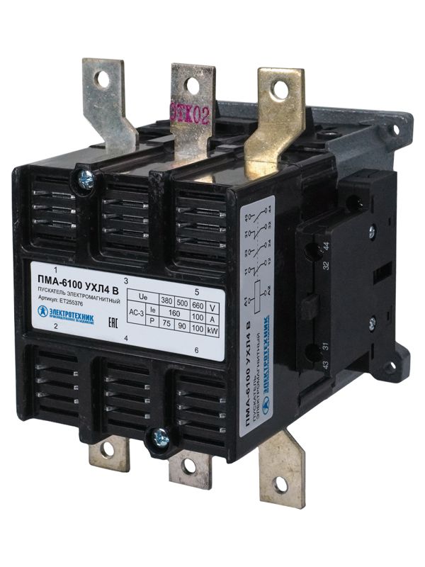 Пускатель ПМА-6100 УХЛ4 В 160А кат. 220В 2НО+2НЗ IP00 без реле Электротехник ET255376