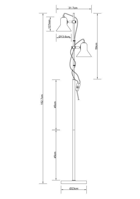Светильник напольный KD-432F C01 Rome 2х E27 40Вт 230В бел. Camelion 14552