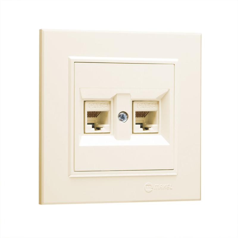 Розетка компьютерная двойн. СП Karea 16А IP20 CAT 5 крем. Makel 56010036