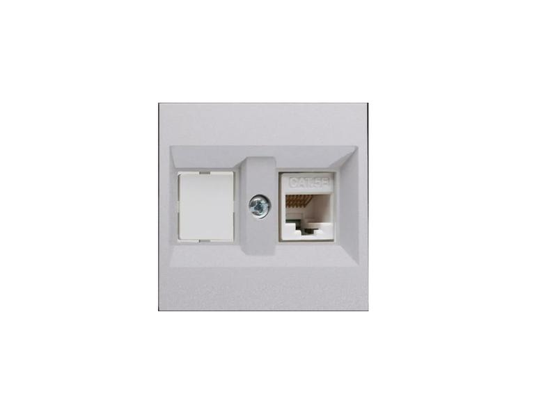 Розетка компьютерная 2-м СП Karea 16А IP20 RJ45 кат.5 механизм сереб. Makel 57065035