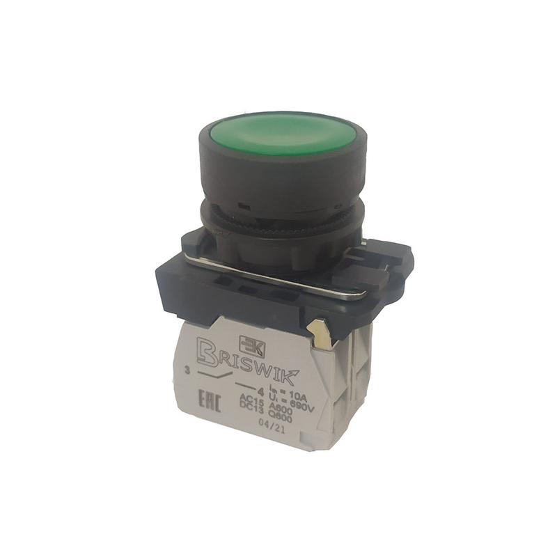 Выключатель кнопочный КМЕ-4110м УХЛ3 1НО+НЗ 10А IP40 толкатель цилиндрический d посадочного отверст. 22мм зел. ЭЛЬКОМ A8012-34127913