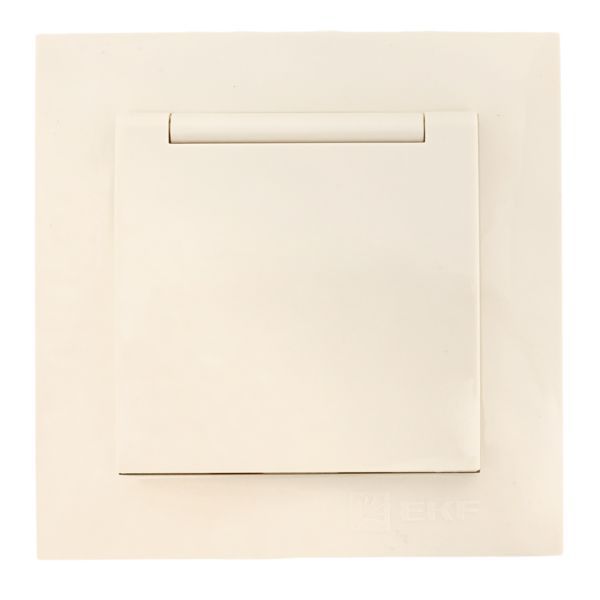 Розетка 1-м СП Валенсия 16А с заземл. с крышкой защ. шторки крем. PROxima EKF EWV10-124-20