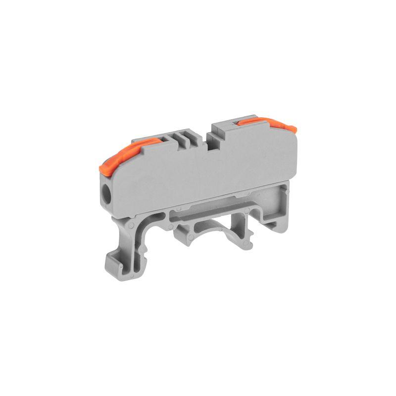 Клемма строительно-монтажная СМК проходная 222-421D 1п 0.08-4кв.мм с креплением на DIN-рейку сер. (уп.25шт) Rexant 07-6263-1