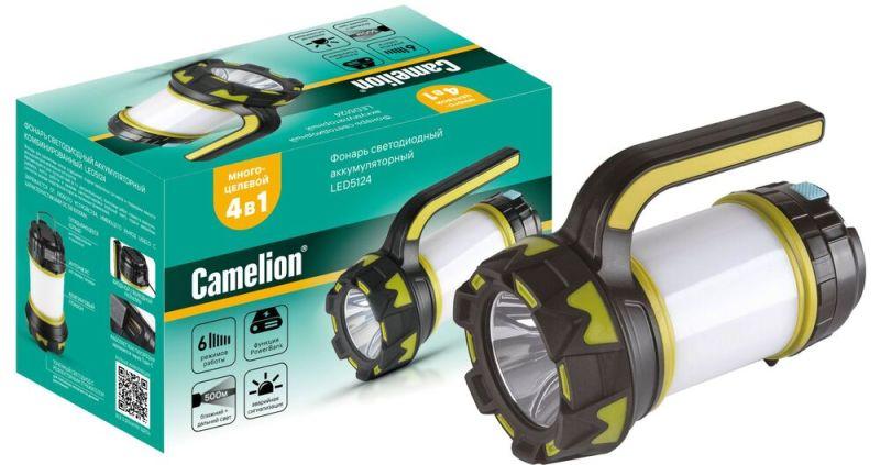 Фонарь аккумуляторный LED5124 USB2.0 Micro USB Powerbank 5Вт аккум. 4.4А.ч пластик черн./зел. Camelion 14671