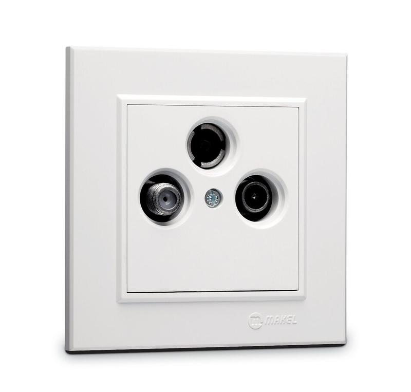 Розетка телевизионная оконечная TV/R/SAT СП Karea IP20 1.5дБ бел. Makel 56001066