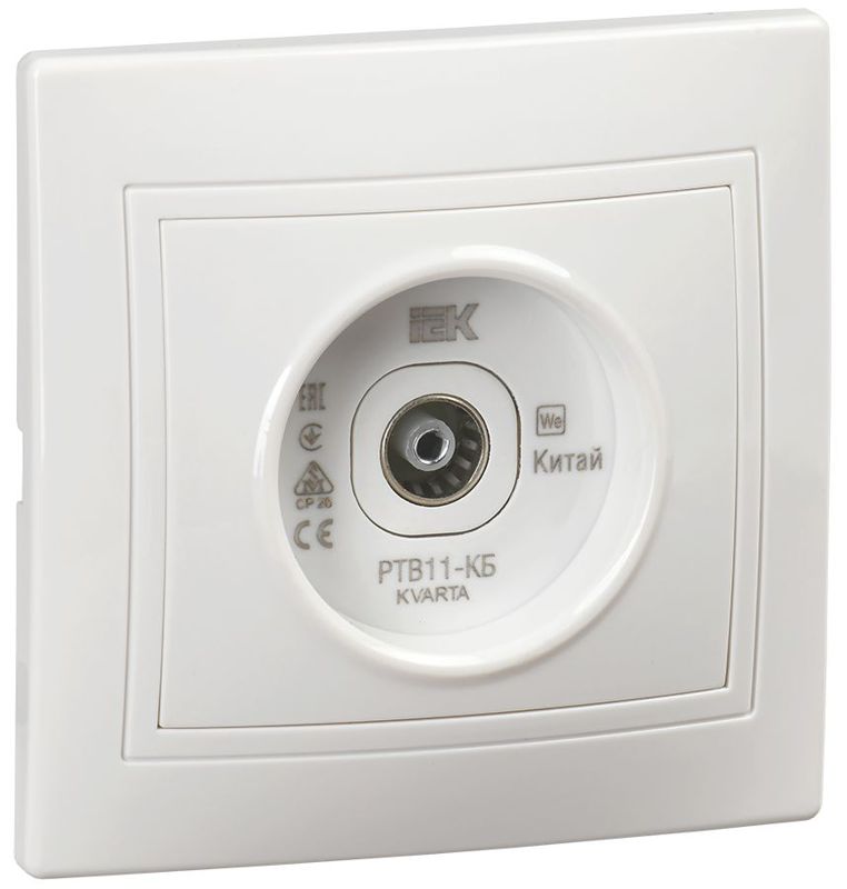 Розетка телевизионная проходная TV Кварта РТВ11-КБ бел. GENERICA KV-A10-P-K01