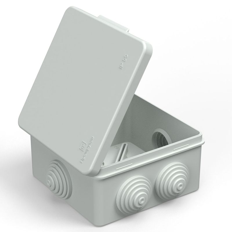 Коробка распределительная ОП 100х100х50 для прямого монтажа безгалоген. (HF) атмосф. сер. Промрукав 40-03025