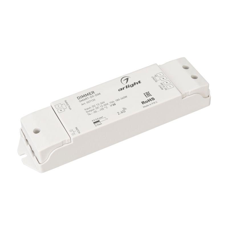 Диммер Smart-D9-DIM 12-24В 1х15А 2.4G IP20 пластик Arlight 027133