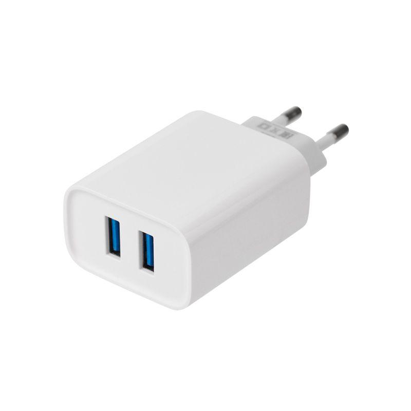 Устройство зарядное сетевое для iPhone/iPad 2 x USB 5В 2.4А бел. Rexant 16-0276