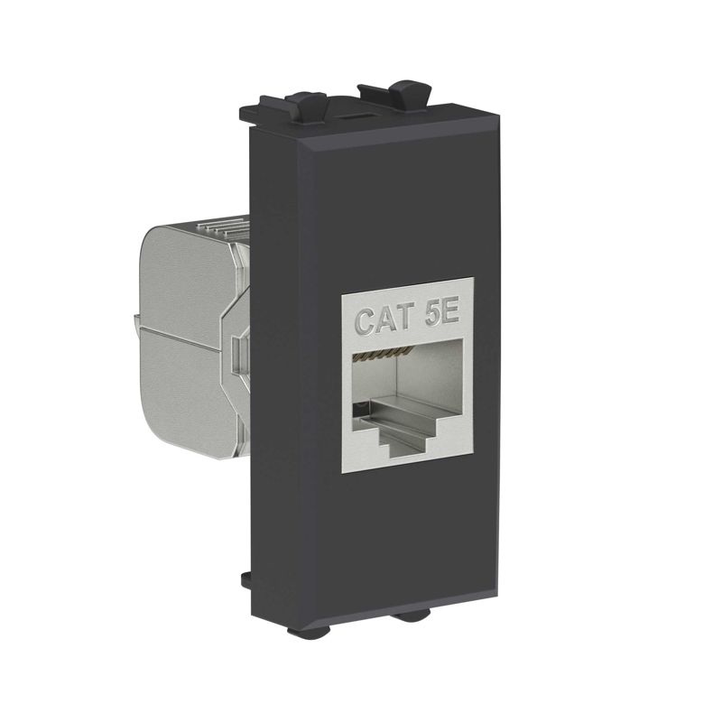 Розетка компьютерная 1мод. Avanti "Черный матовый" RJ45 кат.5E без шторок экранир. модульная механизм DKC 4412761