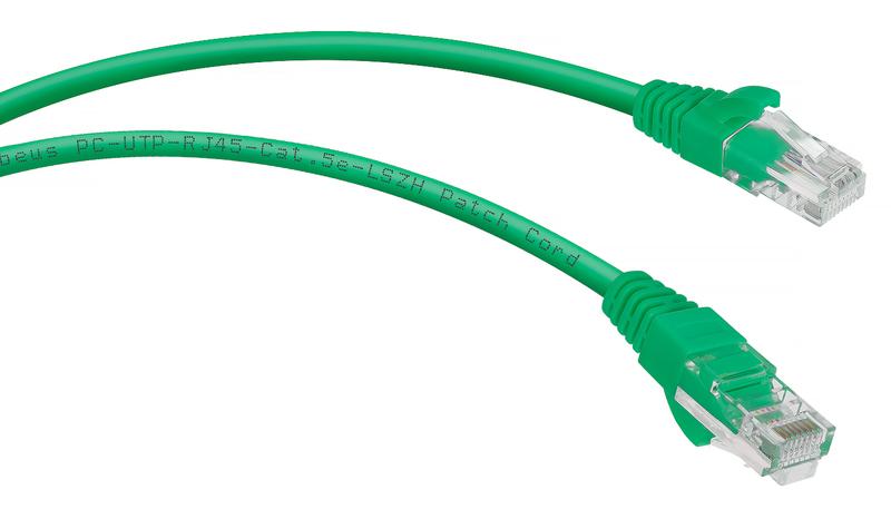 Патч-корд U/UTP кат.5E PC-UTP-RJ45-Cat.5e-0.3m-GN-LSZH 2хRJ45/8p8c неэкранир. LSZH 0.3м зел. Cabeus 9503c