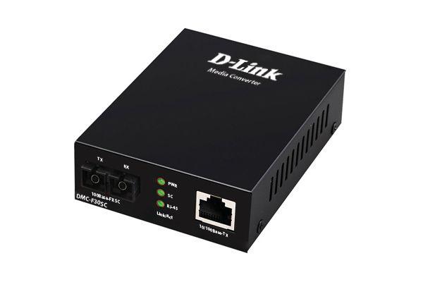Медиаконвертер DMC-F30SC/B1A (1 порт 10/100Base-TX +1 порт 100Base-FX; разъем SC для одномод. оптич. кабеля (до 30км) D-Link 1852329