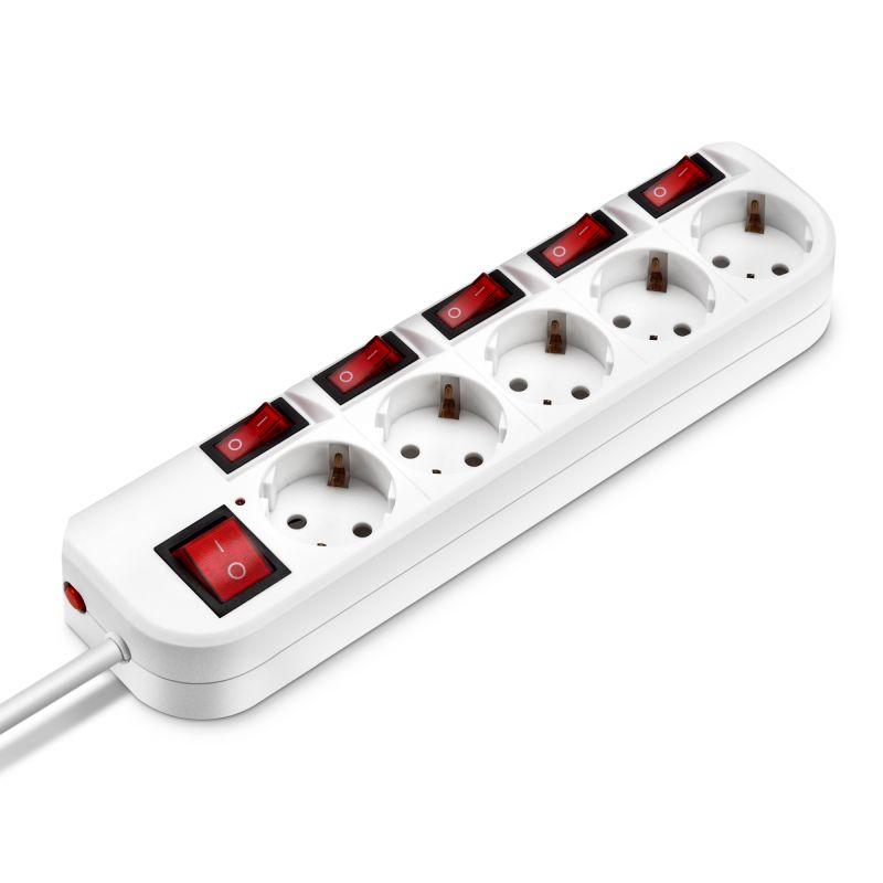 Удлинитель с сетевым фильтром 5х3м 500SH-3-SW-W бел. (коробка) BURO 1159729