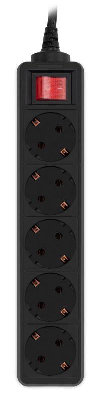 Удлинитель с сетевым фильтром 5х5м Pet AP01006-5-B черн. (пакет ПЭ) PC PET 619895