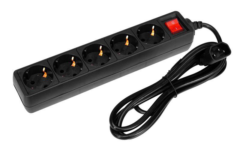 Удлинитель с сетевым фильтром 5х1.8м Pet AP01006-E-B черн. (пакет ПЭ) PC PET 619892