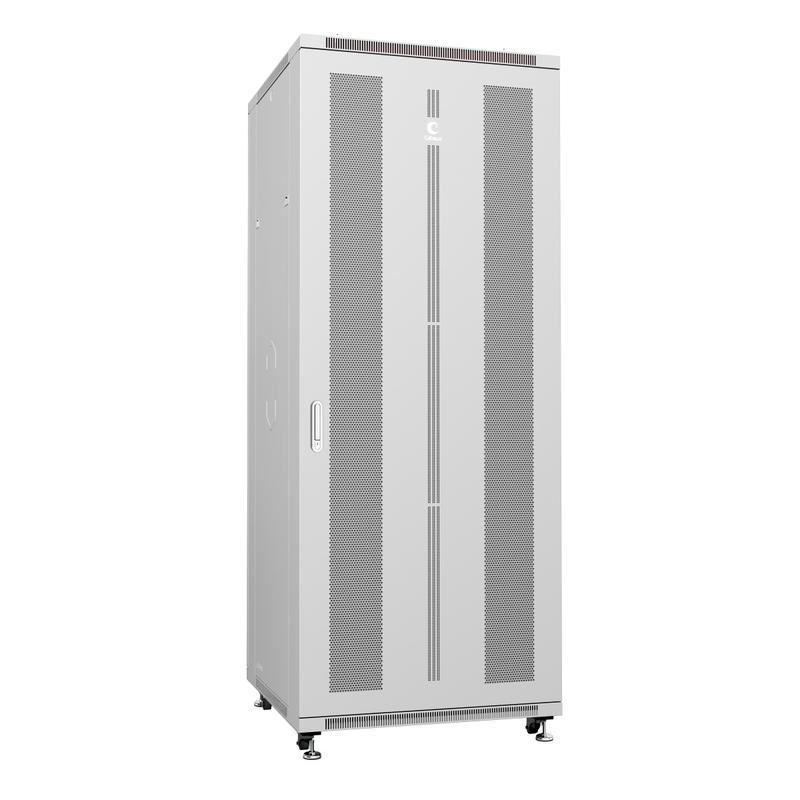 Шкаф монтажный телекоммуникационный напольн. ND-05C-42U80/100 19дюйм 42U 800х1000х2055мм для распределит. и серверн. оборудования; передн. и задн. перфорир. двери ручка с замком RAL 7035 сер. Cabeus 7206c