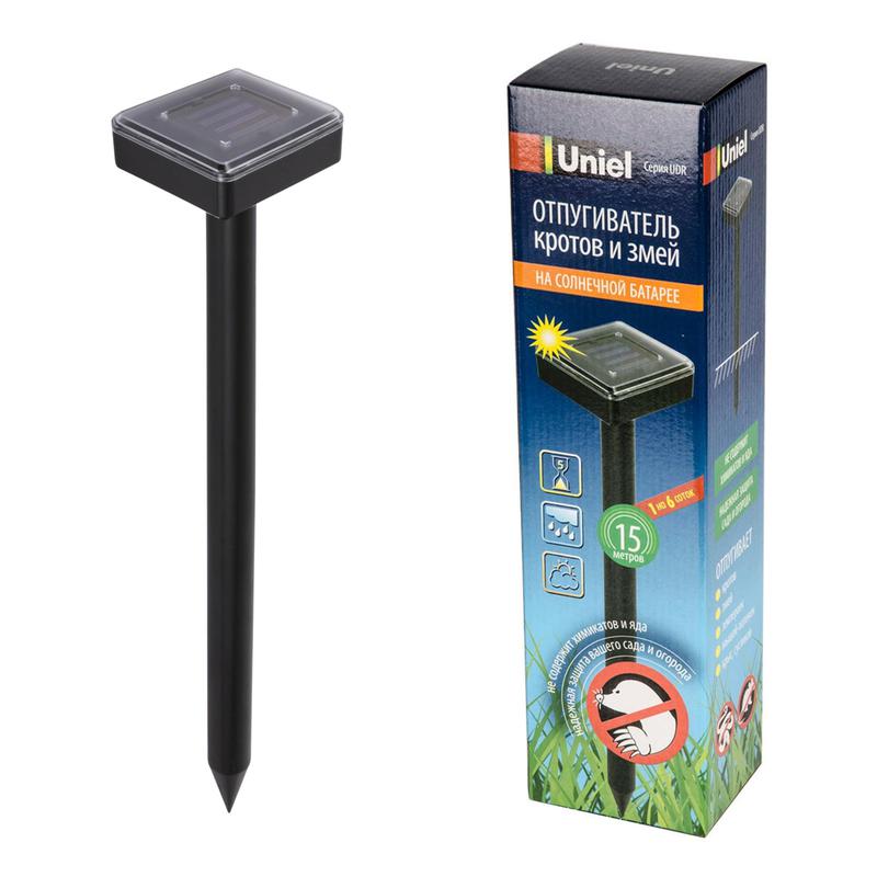 Устройство UDR-S51 SOL BLACK для отпугивания кротов и змей на солнечной батарее пост. частота вибрации аккум в компл. IP44 Uniel UL-00009452