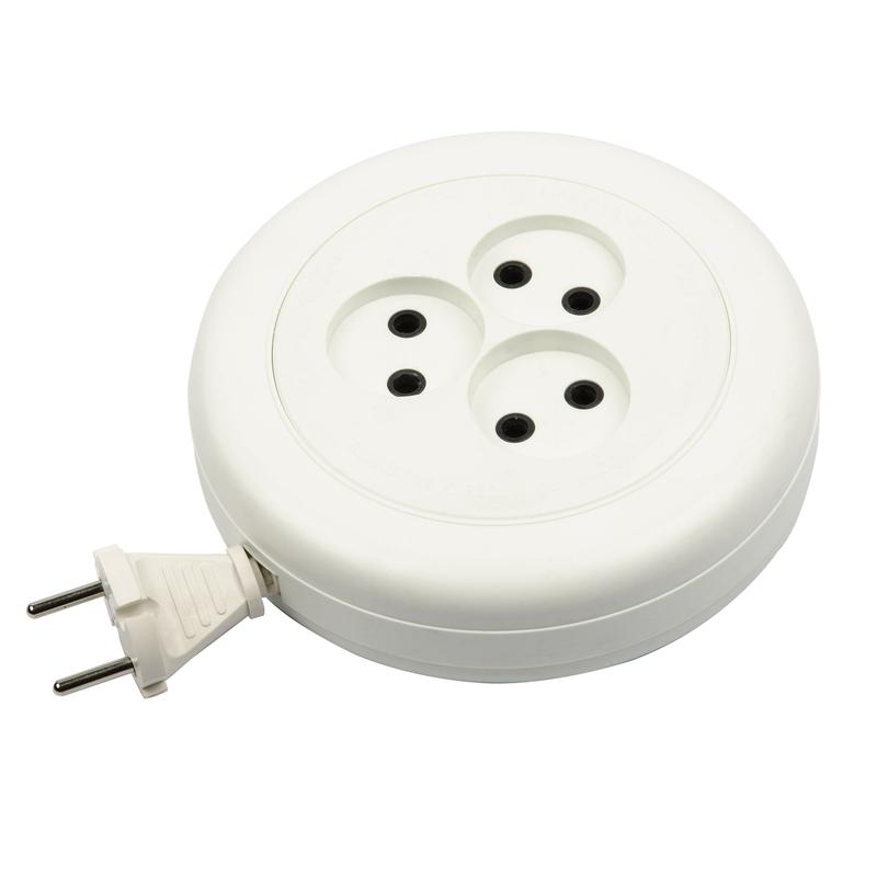 Удлинитель-рулетка 3х5м без заземл. YX6-103 /UCK-3N/2х0.75/05M/R White ШВВП 2х0.75 бел. Uniel UL-00009855