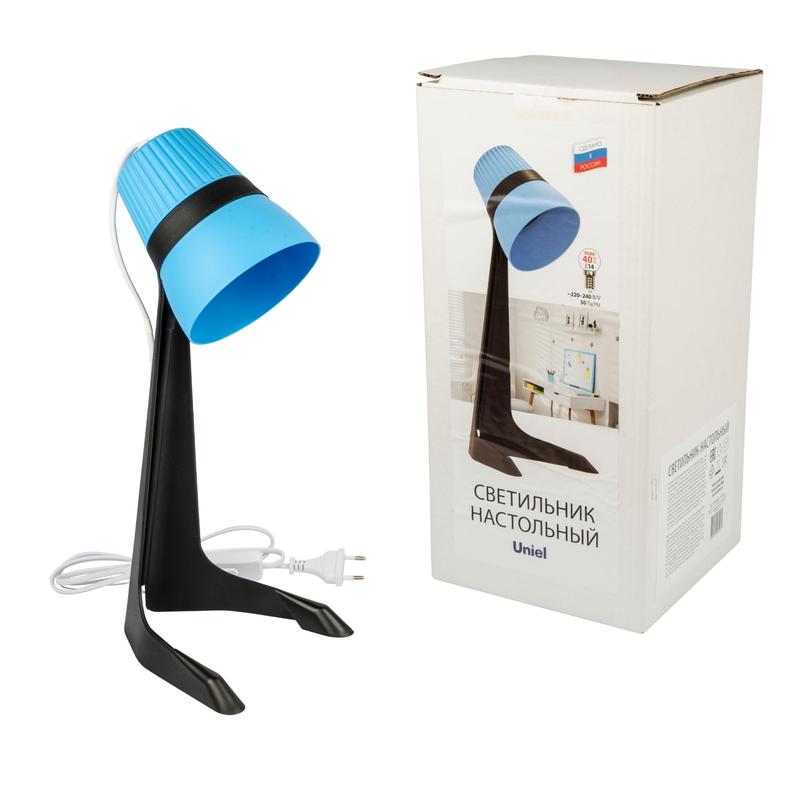 Светильник ULO-K22 D/E14/A BLACK/BLUE настольный 40Вт E14 механич. выкл. черн. с син. Uniel UL-00009544