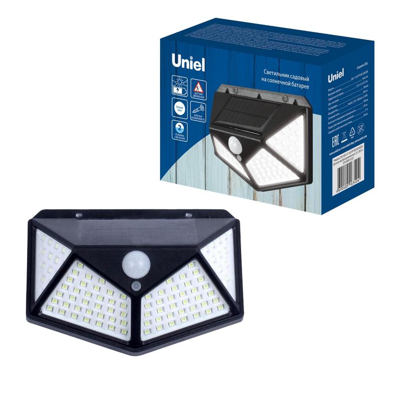 Светильник садовый USL-F-167/PT100 100LED бел. свет на солнечной батарее с датчиком движения 1х18650 Li-Io аккум в компл. IP65 Uniel UL-00009369