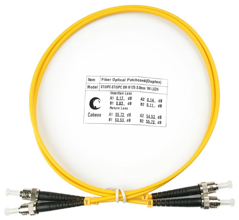 Шнур оптический FOP(d)-9-ST-ST-1m duplex ST-ST 9/125 sm 1м LSZH Cabeus 7552c