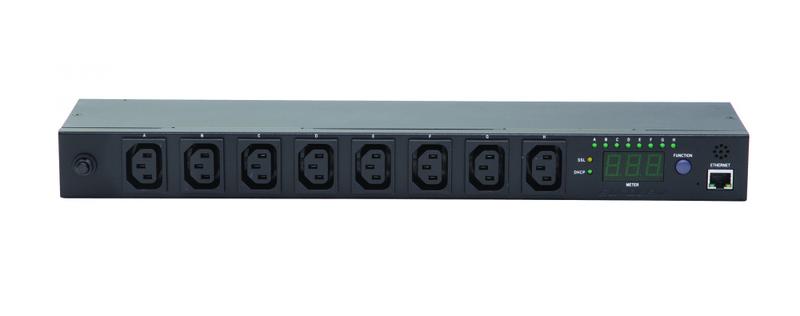 Блок распределения питания управляемый 1U функция коммутации каждой розетки 16/230 8 C13 C20 шнур 3м Eurolan 60A-65-55-08BL