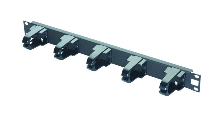 Организатор кабельный горизонт. 19дюйм 1U с пластик. кольцами черн. Eurolan 25B-1U-14BL