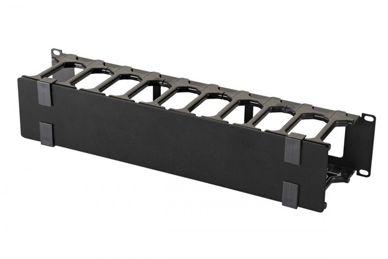 Организатор горизонтальный Т-образн. "пальцы" 19дюйм 2U с крышкой Eurolan 25B-2U-16BL