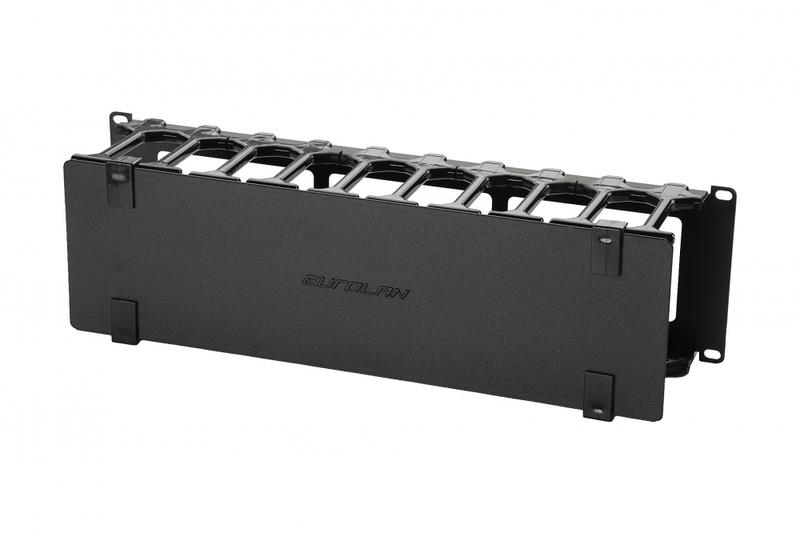 Организатор горизонтальный Т-образн. "пальцы" 19дюйм 3U с крышкой Eurolan 25B-3U-16BL