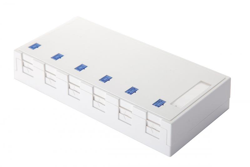 Коробка настенная 6-порт. со шторками бел. Eurolan 12B-04-06WT
