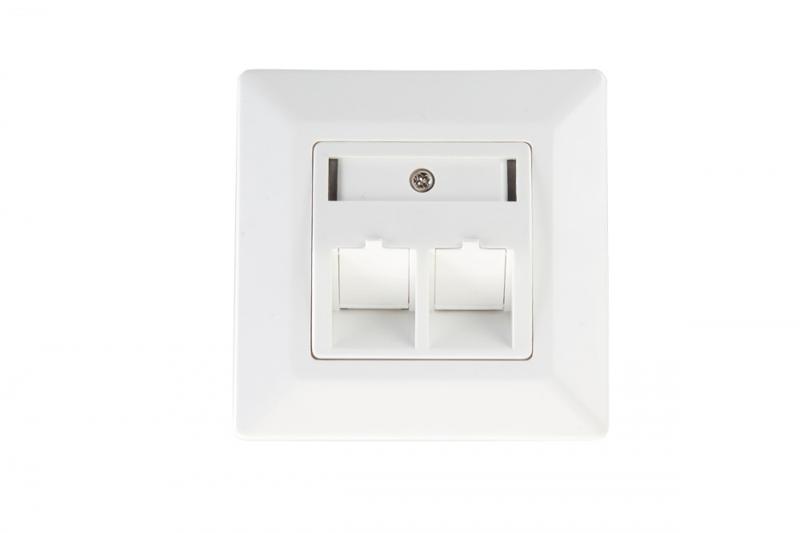 Рамка 86х86 для 2 модулей Keystone с суппортом бел. Eurolan 12B-1X-02WT-1