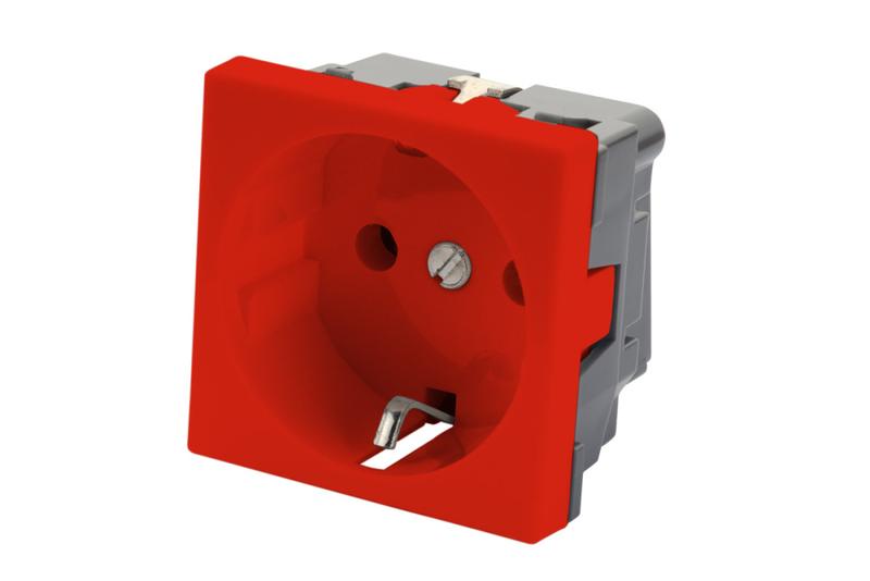 Розетка 2K+З немецкий стандарт 45х45мм красн. Eurolan 16V-10-04RD
