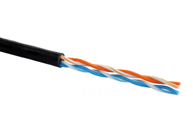 Кабель U/UTP кат.5E 2 пары V-LINK 22 AWG нгA-HF внешн./внутр. прокладки черн. Eurolan 19B-U5-11BL