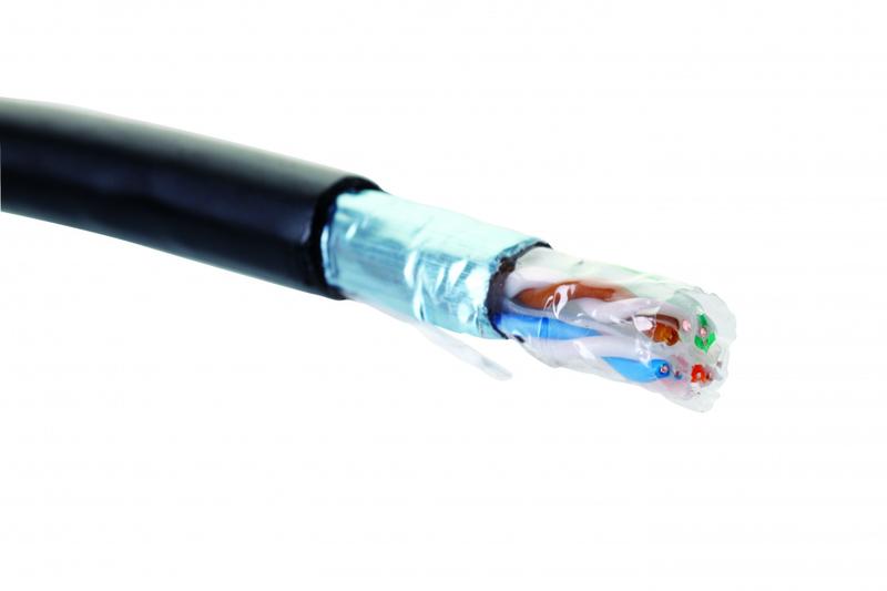 Кабель F/UTP кат.6 4 пары 23 AWG нг(А)-HF внешн./внутр. прокладки черн. (305м) (кор.) Eurolan 19C-F6-09BL-B305