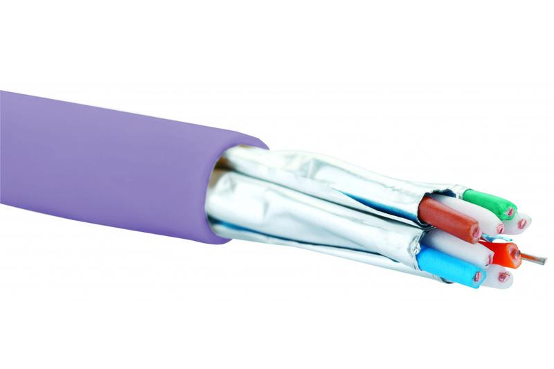 Кабель U/FTP кат.6A 4 пары нг(А)-LSLTx индивид. экран пары внутр. прокладки фиолет. (500м) Eurolan 19C-TA-05VL-R500