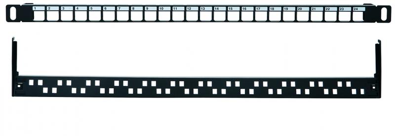 Патч-панель 19дюйм наборная UTP 0 5U 24 порта черн. Eurolan 27B-00-24-05BL