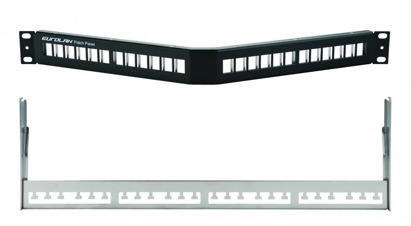 Панель коммутационная угловая 19дюйм наборная FTP 1U 24 порта черн. Eurolan 27A-00-24BL